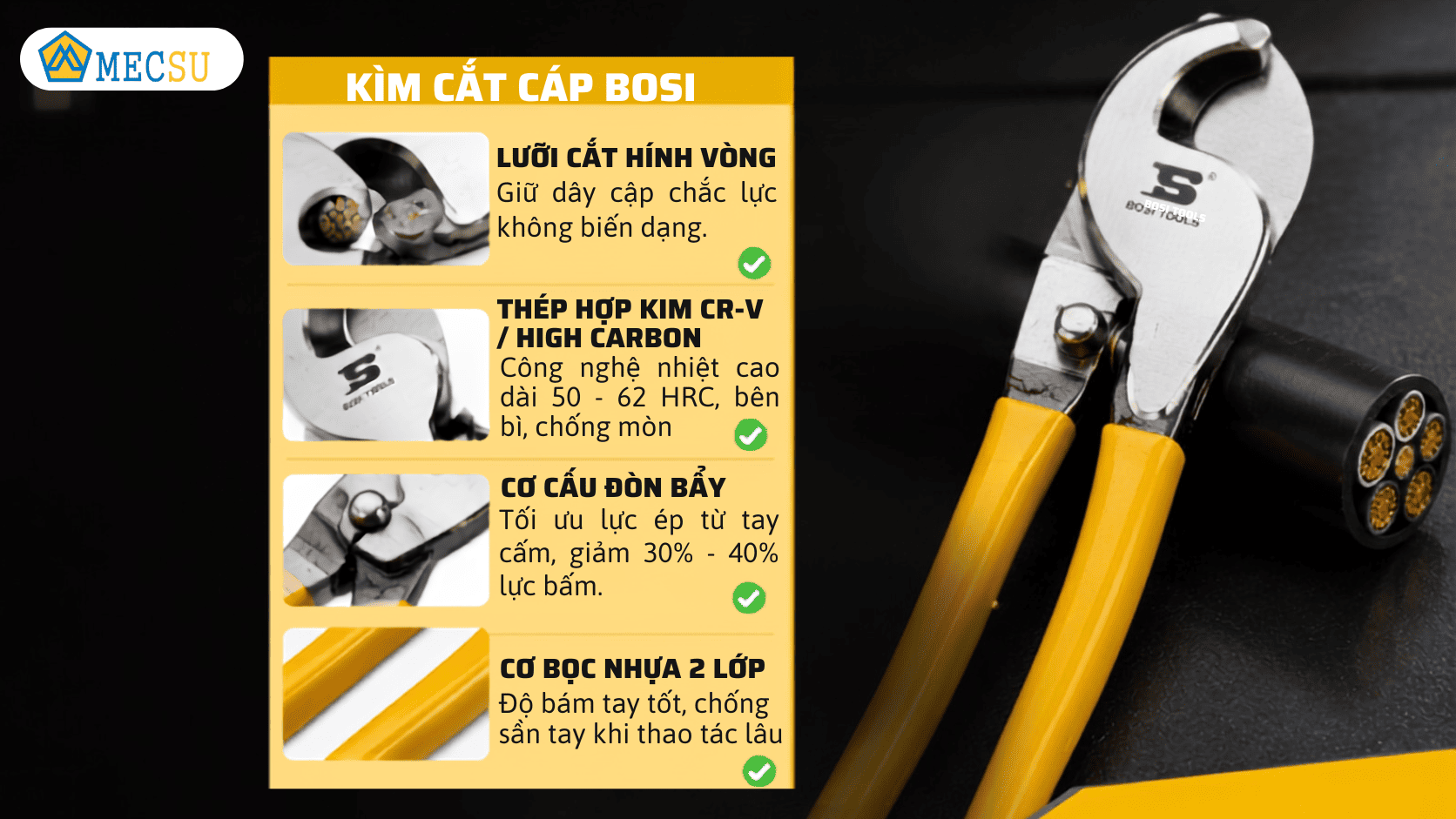 Thiết kế của kìm cắt cáp BOSI